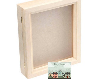Hinged Glass Top Shadowbox, Bare Wood Shadow Box with Glass Hinged Lid