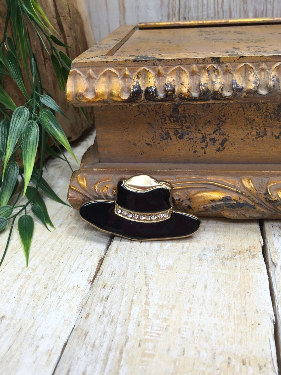 Black Hat Pin, Rhinestone Hat Pin, Black Silhouette Hat, Ladies hat