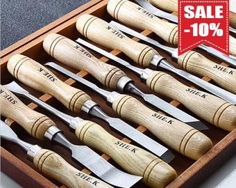 12 Pieces Wood Carving Hand Chisel Tool Set Professional Gouges New GJT0018