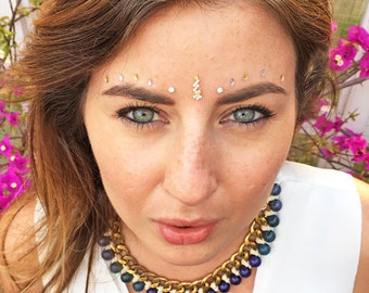 Glastonbury bindi set - Face gems stick Bindi dots Jewels Bindi Dots Bindis Beauty Body Art Accessories Festival Birthday Gift For Her