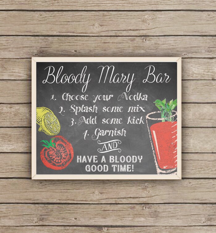Bloody Mary Bar Sign 8x10 and 5x7