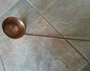 Vintage Hand Forged, Hand Made, Large Hammered Copper Ladle, Ladle 5" Diameter by 3 Inches Deep, Very Nice Vintage Condition,