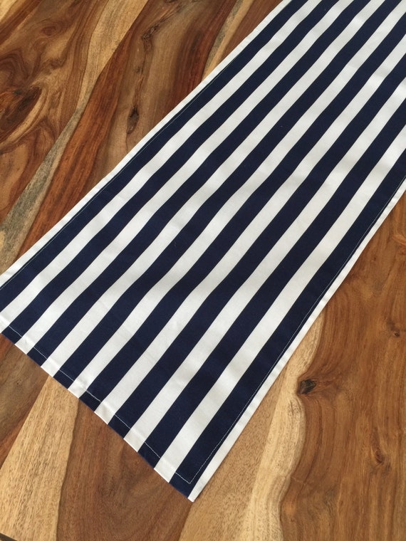 Navy and white stripe table runnernavy white