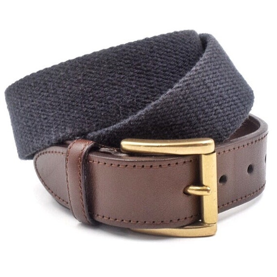 Vintage Brooks Brothers belt navy blue web belt brown