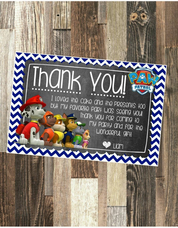 Paw Patrol Thank You Paw Patrol Thank You Note DIY