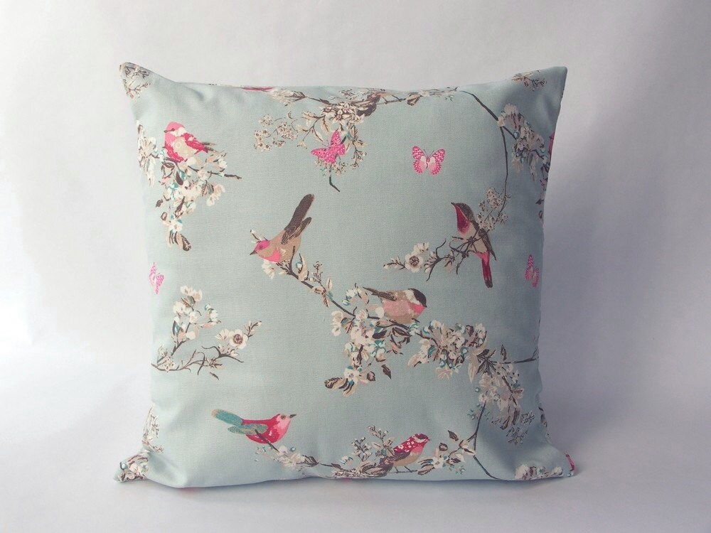 Cushion cover made with a duck egg blue 100 cotton fabric