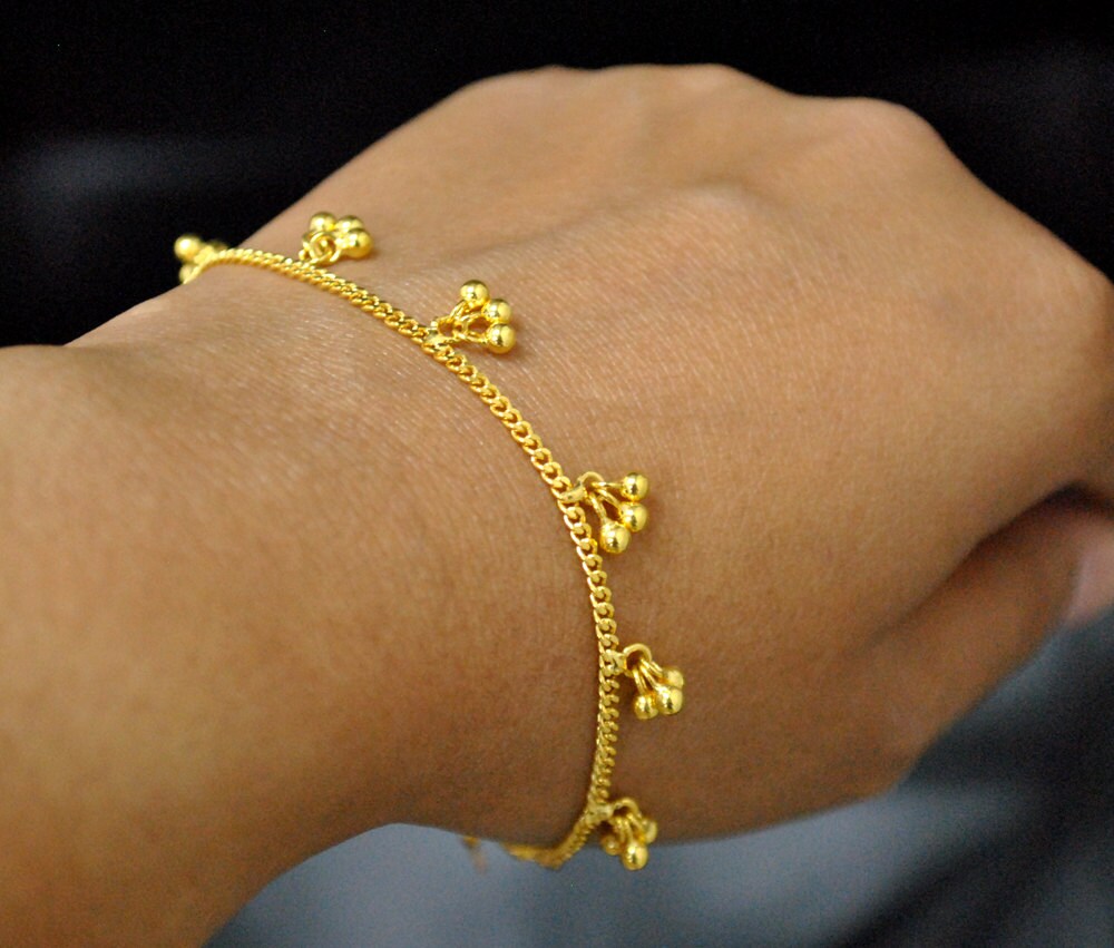 18K Gold Anklet/Bracelet with Bells. Bell Ankle Bracelet.
