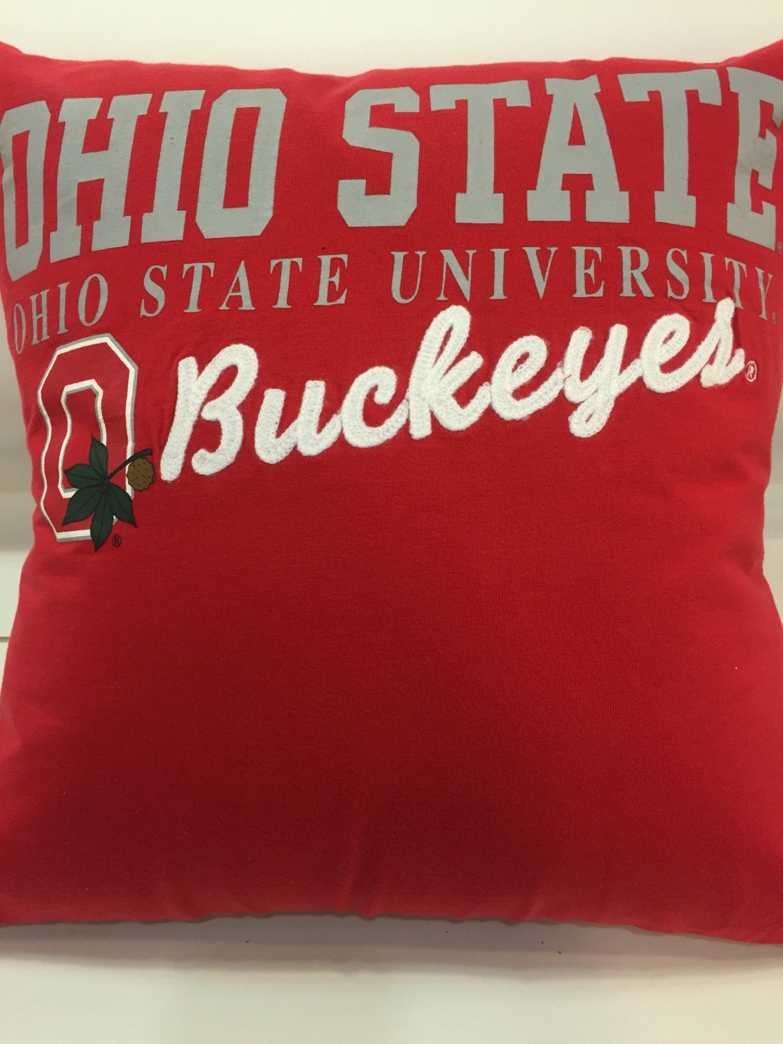 Columbus Ohio university TShirt Pillow 16x16 Upcycled One of