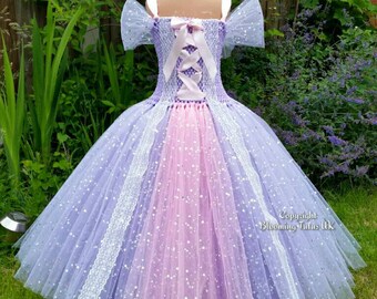 Rapunzel Tangled Inspired Sparkly Tutu Dress-Birthday, Party, Photo Prop, Pageant, Fancy Dress, Princess