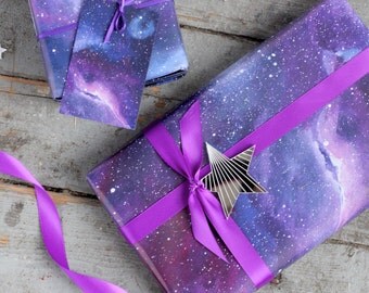 Galaxy Print Wrapping Paper - Space Gift Wrap - Constellation Wrapping Paper - Gift for Scientists - Christmas Gift Wrap - Galaxy Paper