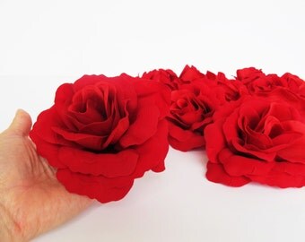 10 Red Silk Roses Rose Artificial Flowers 4.7" DIY Wedding Home Roses Decor Love Day Floral Hair Accessories Flower Supplies Fa