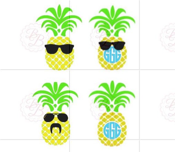 Download Monogram Pineapple SVG with Sunglasses SVG and JPEG