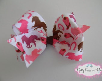 Horse Hair Bow, Horse Bow, Cowgirl Bow, Cowgirl Hair Bow, Pink Cowgirl Bow