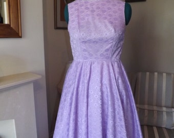 Lilac Lace Vintage Style Full Circle Dress UK 14