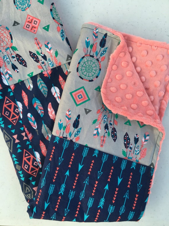 Tribal Girls Baby Blanket Lovey Minky Blanket Nursery