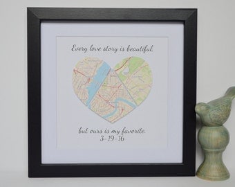 Anniversary Gift- Personalized with the couple's name, Bridal Shower Gift, Wedding Date Gift, Red Wedding, Paper Hearts