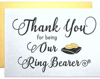 Ring bearer card from bride, thank you ring bearer card, wedding party wedding day cards bridal party gifts from bride groom thank you cards