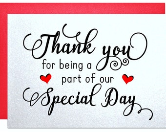 Wedding Thank You Notes Wedding Thank You Cards thank you for being a part of our special day wedding party cards from the bride and groom