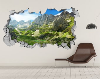 Green Mountains - Wall Decal - 3d Wallpaper - 3d wall decals - 3d printed - 3d wall art - 3d art - Wall Sticker - Wall Decal - SKU: GM3DM