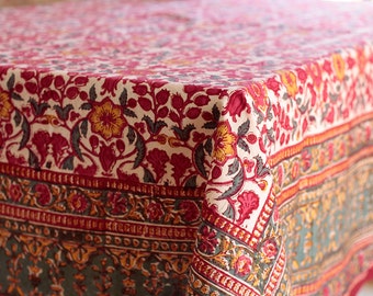 Tablecloth, square tablecloth, cotton tablecloth, floral tablecloth, rustic tablecloth, country kitchen, boho decor, kitchen decor, bohemian
