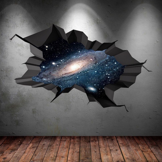Earth Space Planet Galaxy Universe Cracked 3D Wall Sticker