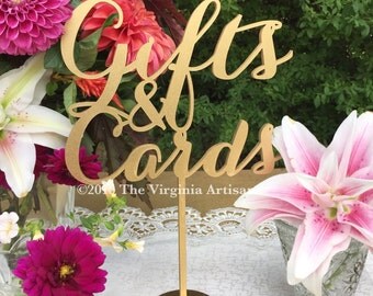Gifts and Cards Sign - Party Signage - Gold, Silver or DIY - Laser Cut Gifts And Cards Sign - Elegance Line.