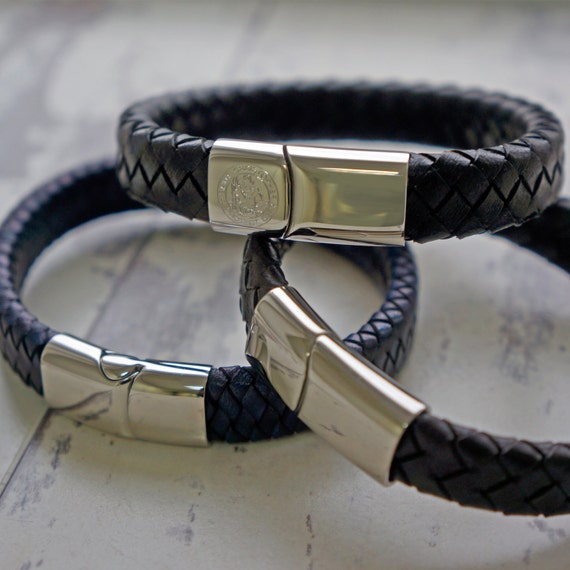 Saint Christopher Men's Leather Bracelet Men's