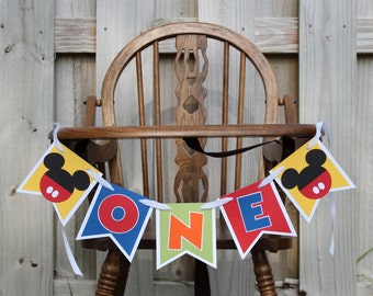 Mickey Mouse Highchair Banner Mickey Cake Smash Banner Mickey ONE Banner Mickey Clubhouse Banner Mickey High Chair Banner Mickey Decorations