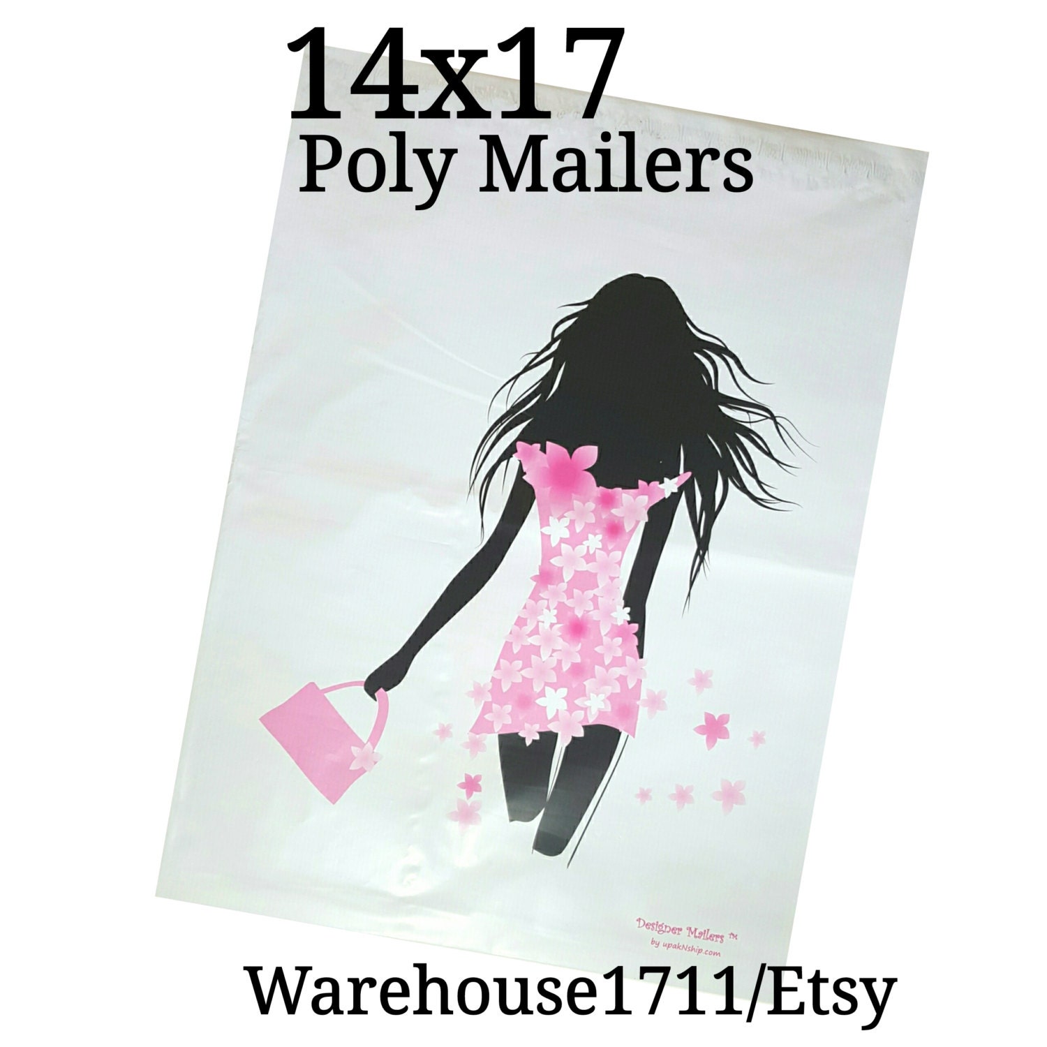 25 Gray/Fashion Shopper Poly Mailers/Size14X17/Designed Poly