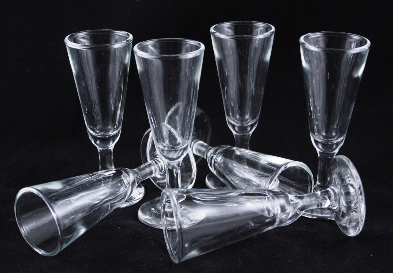 Stemmed Clear Glass Shot Glasses Set Of Seven 9090