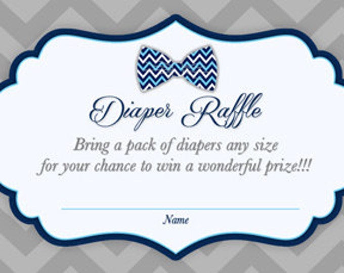 Bowtie Diaper Raffle Ticket - Bowtie Baby Shower Invitatoin - Baby Shower Game - Diaper game - Little Gentleman Shower Invite - Printable