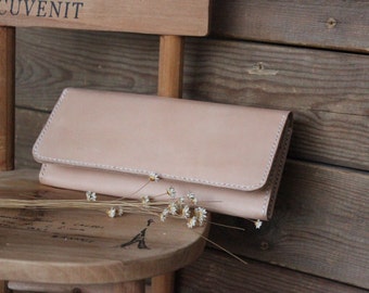 Leather wallet womens-Simple modern style handstitched genuine wallets for men and women-Handmade leather purse Gift for your family