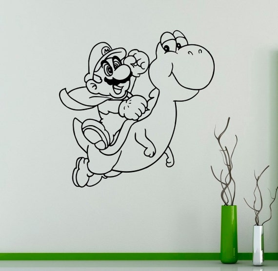 Super Mario Vinyl Decal Cartoon Dinosaur Wall Vinyl Sticker