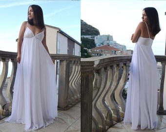Long nightgown white nightgown / Sexy Sleepwear / Bridal Honeymoon Nightgown