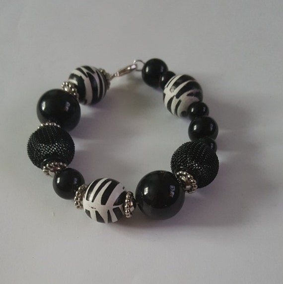 zebra patterned charm bracelet