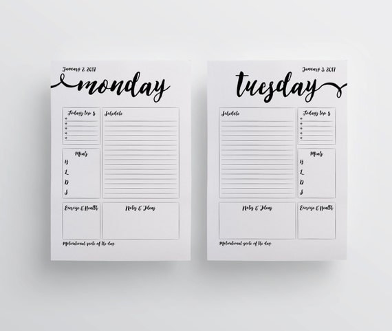 A5 2017 Printable Planner Pages A5 Planner Minimal By PlanBig