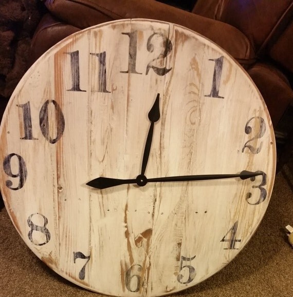 36 Reclaimed wood round wall clock by AveryStDesignCo on Etsy