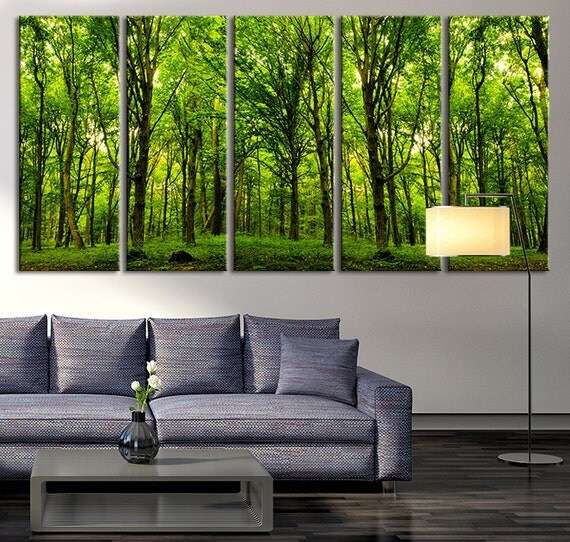 Green Forest and Trees Large Wall Art Print by ExtraLargeWallArt