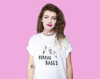 Horror Babes - White or Pink Halloween T-Shirt - Unisex Sizes