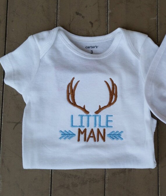 Download Items similar to Little Man Antlers Embroidered Onesie ...