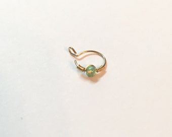 Fake nose ring gold, opal fake nose hoop, opal fake nose piercing, opal nose ring fake, fake nose ring gold hoop, fake nose ring silver hoop