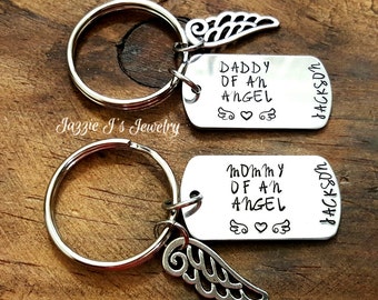 Mommy & Daddy Of An Angel Keychain, Remembrance Keychain, Memorial Keychain, Infant Loss Keychain, Stamped Memory Keychain, Miscarriage