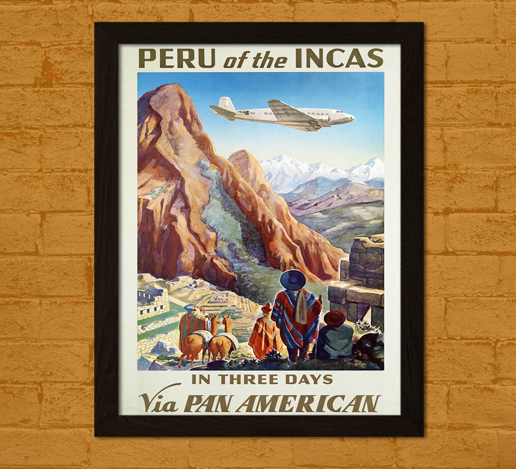 Peru Travel Poster 1950s Vintage Travel Print Retro Wall