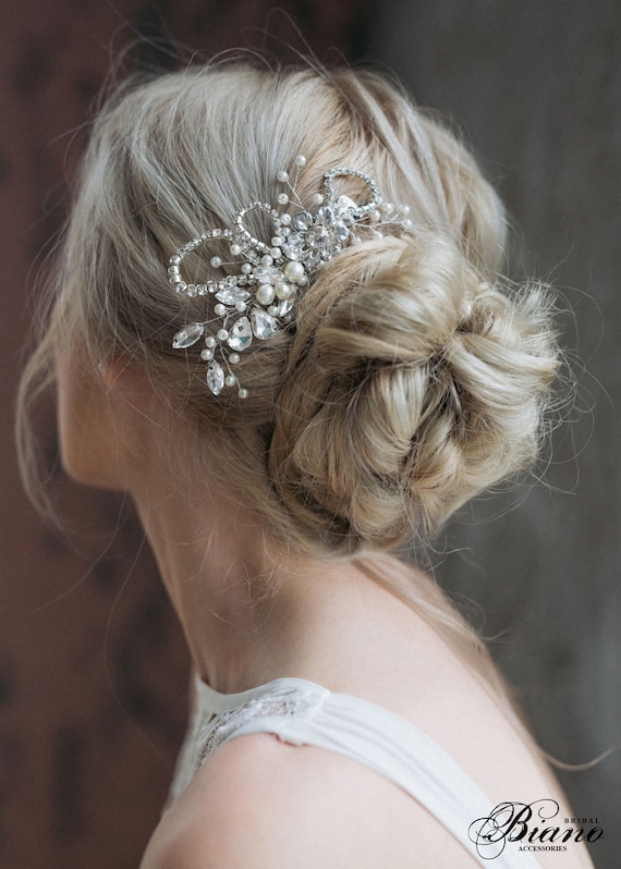 Bridal Headpiece, Wedding Rhinestones Hairpiece, Pearl Haircomb, Bridal Hair Comb, Wedding Hair Accessories