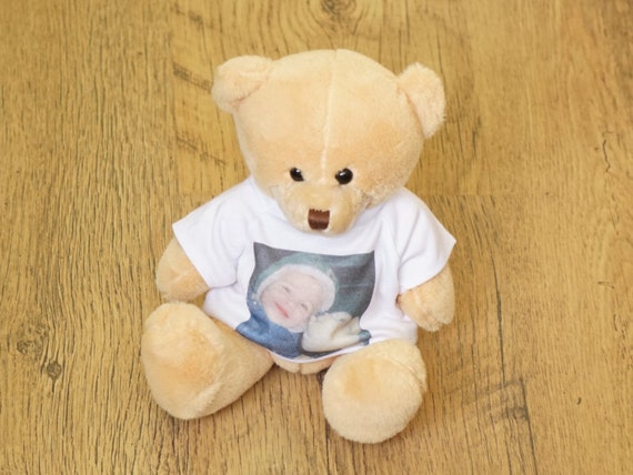 small teddy bear with custom shirt