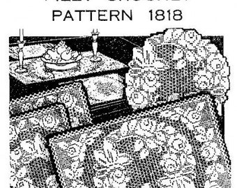 PDF Instant Download Laura Wheeler #1818 Filet Crochet Doily Doilies Mats Butterflies Flowers