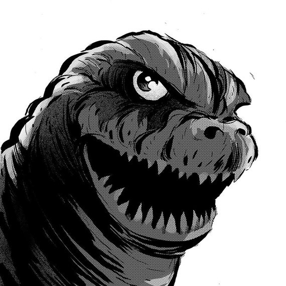 Godzilla black and white a4 print 160gsm stock