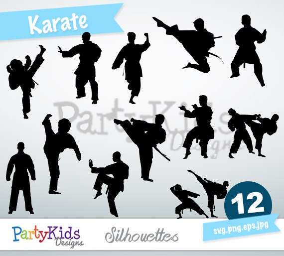 Karate Silhouette instant download PNG JPG SVG eps files