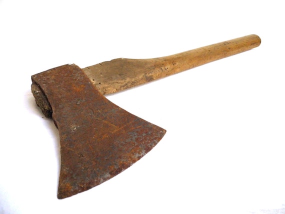 19.3 Rustic 1920s Large Antique Barn Axe Lumberjack by WoodHistory