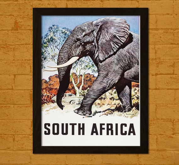 Items similar to Get 1 Free Print *_* South Africa Travel Poster 1950s